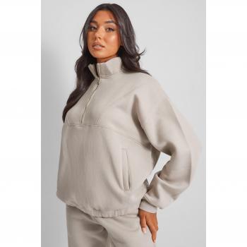 Half Zip Oversized Sweatshirt Stone