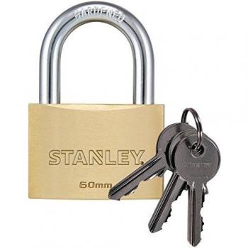Stanley S742-033 Candado macizo de con arco estándar, 3 llaves, 1 unidad, 60 mm