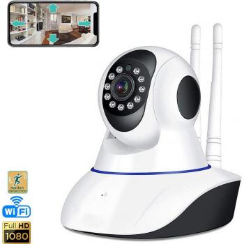 Cámara IP Wifi V11 motorizada 360° HD 1080 con visión nocturna y detector de movimiento, medidas: 11x13x12cm