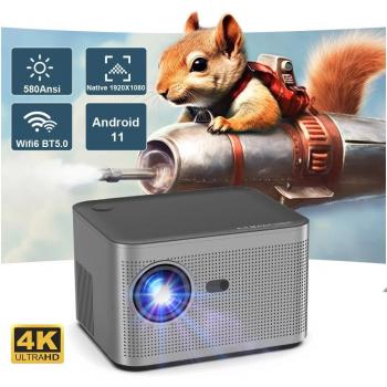 Proyector Magcubic 580ANSI Android 11 4K 1920*1080P Wifi6 Control de voz Allwinner H713 Enfoque electrónico BT5.0 Cine en casa