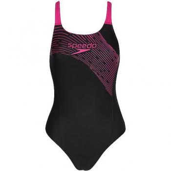Bañador de mujer Speedo Medley Logo One Piece negro rosa