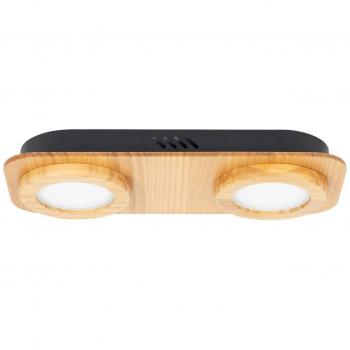 Foco LED Joren de Lindby, madera, 38 x 16 cm, 2 luces, temperatura de color 3.000 K