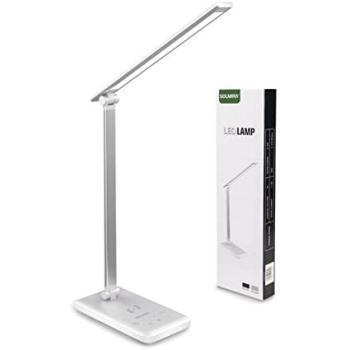 Lámpara de Escritorio con Cargador Inalámbrico y 42 LEDs, Iluminación Eficiente Plata Certificada CE y RoHS