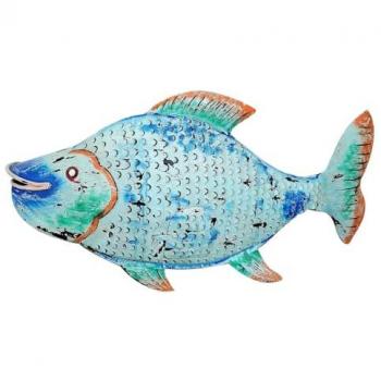 Figura de Pez Azul Portavelas Marinero 3x86x20cm - Decoración del Hogar