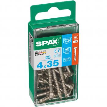 Tornillo madera SPAX cabeza plana inox A2 4,0x35mm (Caja 25 unidades)