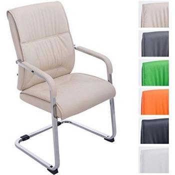 Silla de Conferencia XL Anubis en Similpelle Crema con Soporte para 260 kg y Brazo Ergonomico