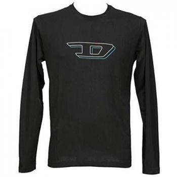 Diesel - Camiseta de hombre de manga larga con cuello redondo de algodón negro Negro M