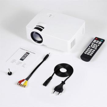 Mini proyector portátil E08S, 200 Lúmenes, 800x480, LED Full HD, cine en casa, control remoto IR, con cable y pantalla igual