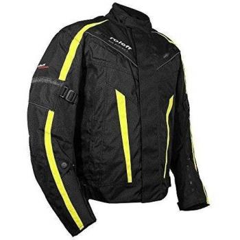 Roleff Racewear Blouson Kopenhagen Chaqueta Textil para Moto, Negro/Amarillo Neón, XL