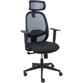 Silla Cilanco negra con malla negra, asiento Bali negro, brazo regulable y cabecero regulable