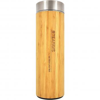 THERMO TAZA - taza del viaje para ir Tetera del doble con colador de té y la tapa de bambú 500ml libre de BPA amapodo