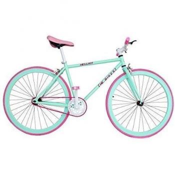 Wizard Industry Helliot Soho 5304 - Bicicleta fixie, cuadro de acero, frenos V-Brake, horquilla acero y ruedas de 26, color verde menta