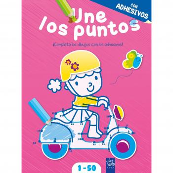 Une los puntos con adhesivos. Rosa: Del 1 al 50 - YOYO BOOKS