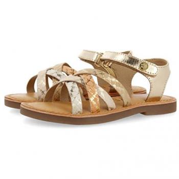 Gioseppo SS23 Kids - Sandalias de Piel con Tiras en Color Oro para Niñas, Dorado, 28 EU