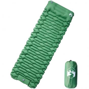 Colchón de Camping Autoinflable con Almohada Integrada Verde