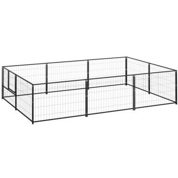 vidaXL Dog Kennel Black 6 m² Steel