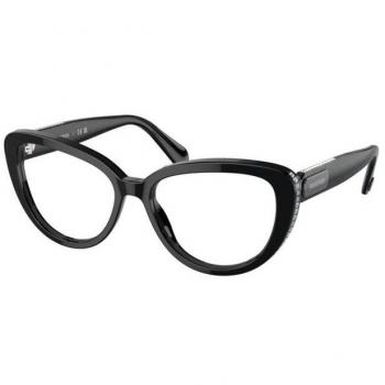 Gafas de Vista Graduadas Swarovski SK2014 1010 para Mujer - Cat Eye, Color Negro, Tamaño 52, Bloqueo de Luz Azul Disponible