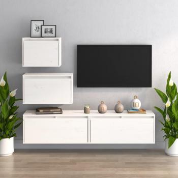 vidaXL Muebles para TV 4 piezas madera maciza de pino