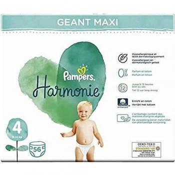 Pañales Pampers Harmonie Talla 4 (56 uds) - Protección delicada de la piel y ingredientes vegetales
