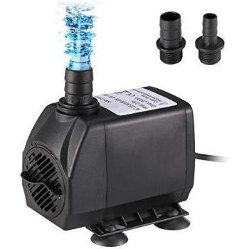 Homvik Bomba de Agua Sumergible 2500L/H 45W para Acuario Estanque Pecera Fuente Circulación de Agua Dulce y Marino con 2 Boquillas 2.5m de Altura