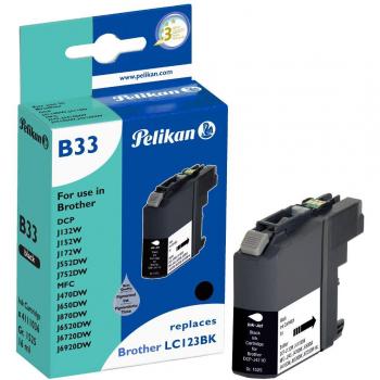 Cartucho de Tinta Pelikan B33 Negro 16ml Compatible para Brother LC-123BK, Reciclado, 817 Páginas
