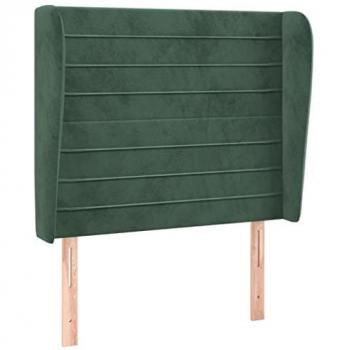 Cabecero con Orejas de Terciopelo Verde Oscuro 83x23x118/128 cm
