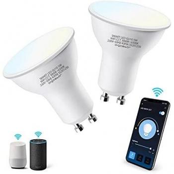 Aigostar Bombilla LED inteligente WiFi GU10, 5W. Regulables de luz cálida a blanca
