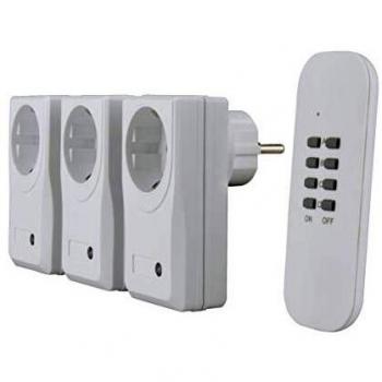 Set de Enchufes Inalámbricos con Control Remoto - 3 Tomas + 1 Control, Blanco