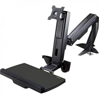 StarTech.com Sit Stand Monitor Arm - Desk Mount Adjustable Sit-Stand Workstation Arm for Single 34 VESA Mount Display - Ergonomic Articulating Standing Desk Converter with Keyboard Tray