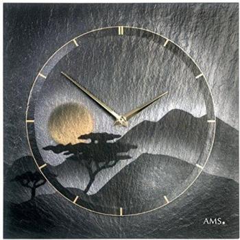 Reloj de Pared AMS 9514 - 30 cm x 30 cm, Color Dorado y Negro