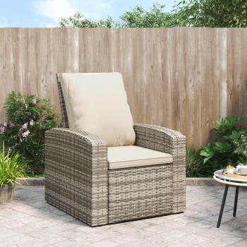 Light Brown Poly Rattan Garden Reclining Chair with Cushions