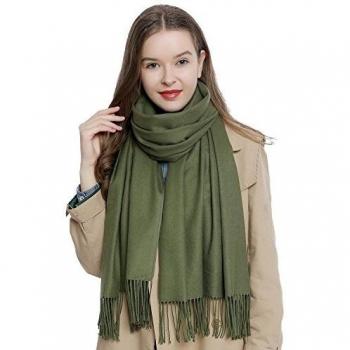 Bufanda de invierno grande para mujer 185 x 65 cm liso suave y cálido - verde