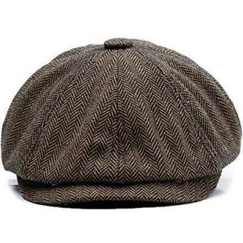 KeepSa Newsboy Casquillo Plano Sombreros Baker Boy Gorras - 8 Panel Peaky Herringbone Tweed Gatsby Hat Ivy Irish Cap para Hombres y Mujeres, Ajuste 56~62cm