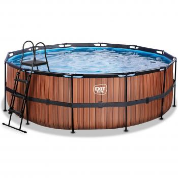 Piscina de madera con filtro ø427x122cm - Marrón