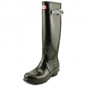 Hunter Original Tall Gloss Waterproof Rubber Wellington Boots - Dark Olive