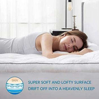 Bedsure Topper Colchón 160x200x5cm - Funda Colchón Cama 160 Acolchado de Espuma de 7-Zonas, Protector Colchón Hipoalergénico Suave Transpirable de Microfibra