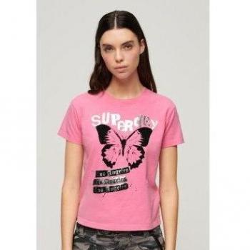 Camiseta gráfica Lo-fi Rock rosa Superdry