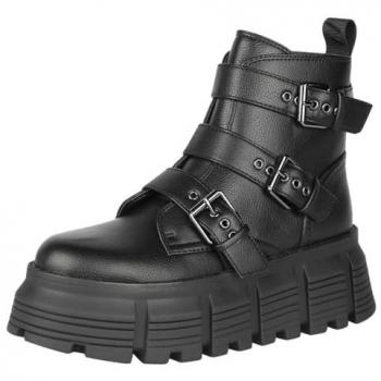 Buffalo Ava Vegan Nappa Black Ankle Boots for Women EU38 to EU40