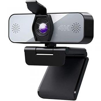 Webcam con Microfono,Yoroshi 4k Cámara PC con Clip Giratorio Cubierta de Privacidad, Webcam PC para Videollamadas, Clases en Línea, Juegos, Compatible con Windows, Mac y Android