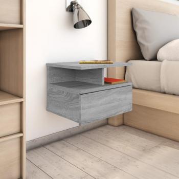 Mesita de noche flotante contrachapada gris Sonoma 40x31x27 cm
