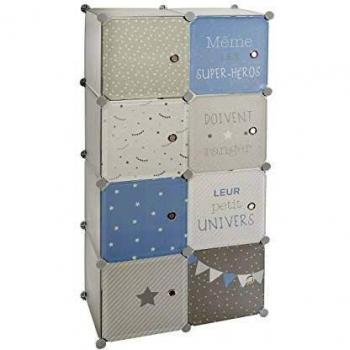 Armario infantil de almacenamiento gris y azul