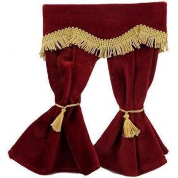 Melody Jane Casa de Muñecas Terciopelo Rojo Cortinas Dorado Flequillo Ventana Accesorio