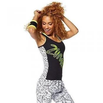 Zumba Fitness Comic Racerback - Camiseta sin mangas para mujer, color negro, talla L