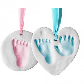Set De Decoración Huellas De Bebé En Arcilla Blanca – Regalos Para Bebes y Recién Nacidos – Recuerdo Memorable De Huellas De Mano y Pie – Ideal Para Decoración o Regalo De Baby Shower