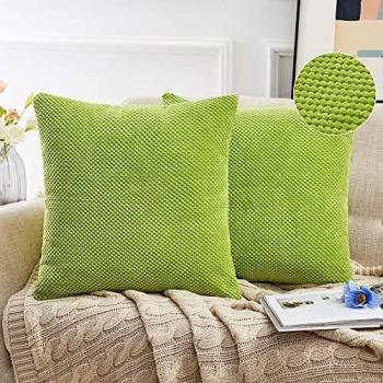 Deconovo Fundas Cojines de Pana, Decorativas para Salon Habitacion Hogar, Juego de 2, 50x50cm, Verde Claro