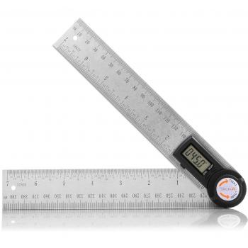 Medidor de ángulos digital, Tacklife-MDA01-Transportador y regla，medición de 0-400 mm y 000.0 °-999.9 °