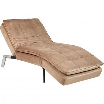 Chaise Longue de Terciopelo Marrón Claro con Respaldo y Reposapiés Ajustables, Diseño Retro Glamuroso