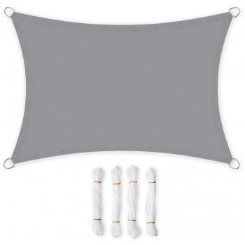 SONGMICS 4 x 6 m Vela Parasol de, Resistente al Agua Mínimo de 1000 mm, Protección UV93%, Poliéster, Resistente a Desgarros Intemperie, para Patio del Jardín, Terraza, Camping, Gris Claro GSH46QY