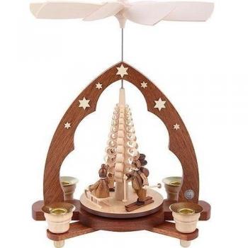 Müller Kleinkunst 1-tier pirámide - Niños en invierno - 28 cm/11 pulgadas - Auténtico alemán Erzgebirge pirámides de Navidad
