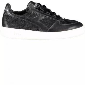 Diadora Black Fabric Sneaker - EU37/US7, Female Sneakers, Black, Size: 7 US, Black Embroidered Sports Shoes